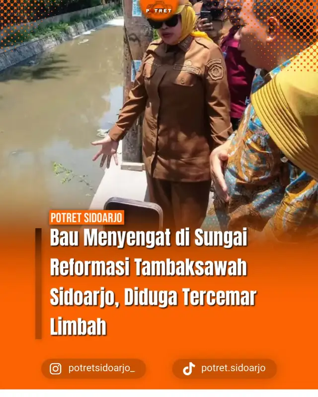 Bau Menyengat di Sungai Reformasi Tambaksawah Sidoarjo, Diduga Tercemar Limbah
